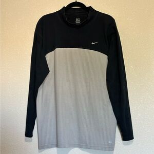 Vintage Nike Black and Gray Color Block Long Sleeve Top